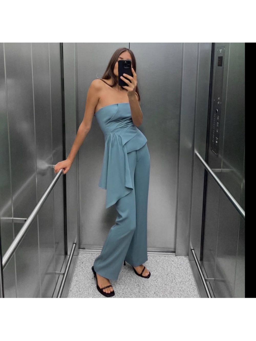 Zara corset top light blue NWT